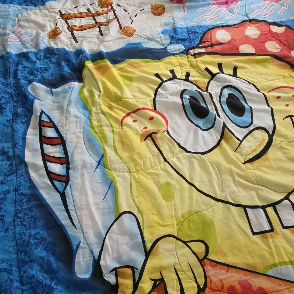 Vintage SpongeBob SquarePants 2004 Comforter Blanket Gary Snail Jellyfish Y2K